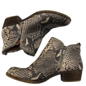 Lucky Brand Snake Print Women's Side Zip Boots - 8M - Real Leather